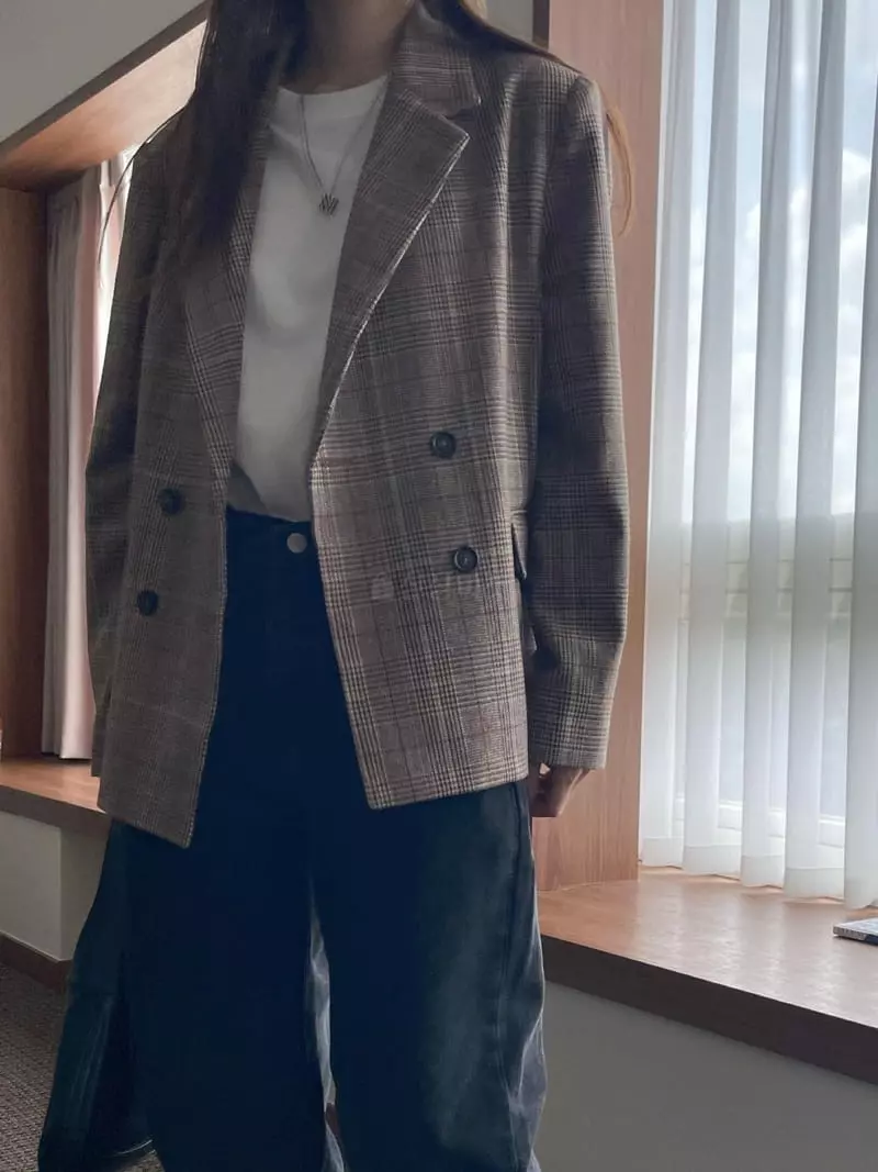 Well Row - Korean Women Fashion - #momslook - Check Double Jacket - 10