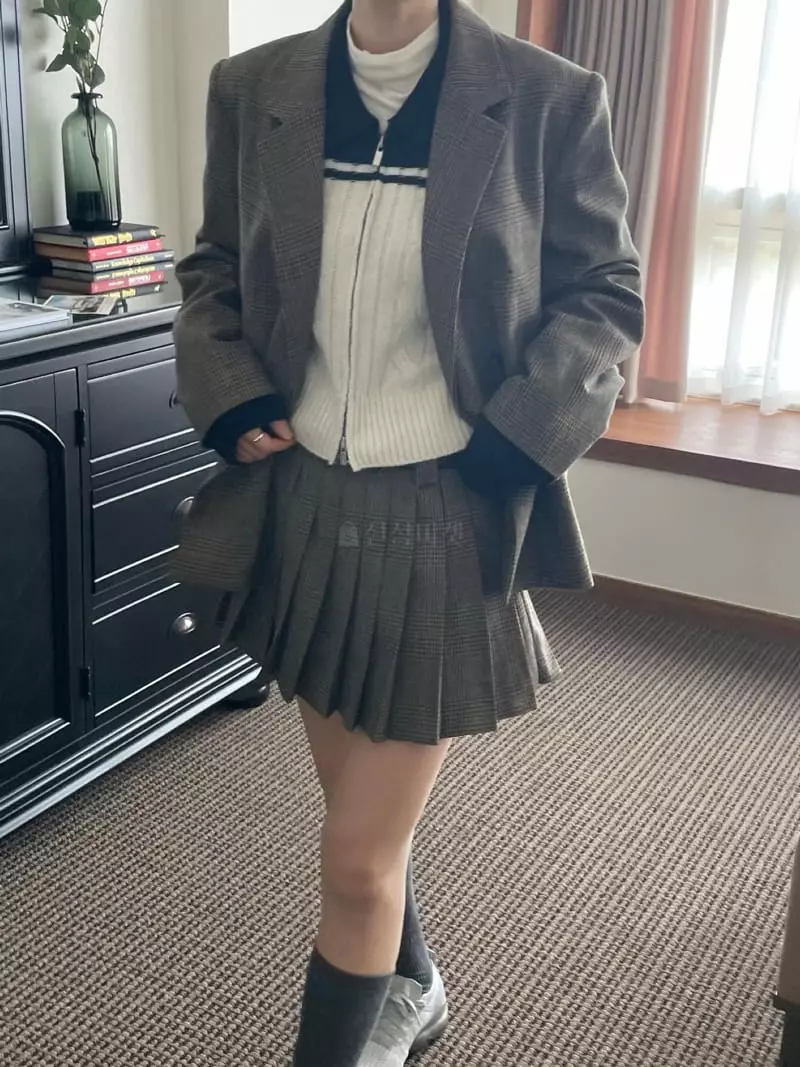 Well Row - Korean Women Fashion - #momslook - Check Double Jacket - 2