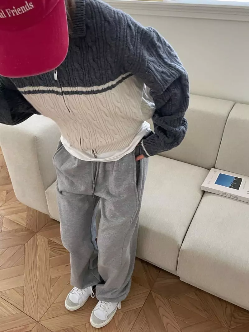 Well Row - Korean Women Fashion - #momslook - Color Cable Knit Zip-up - 2