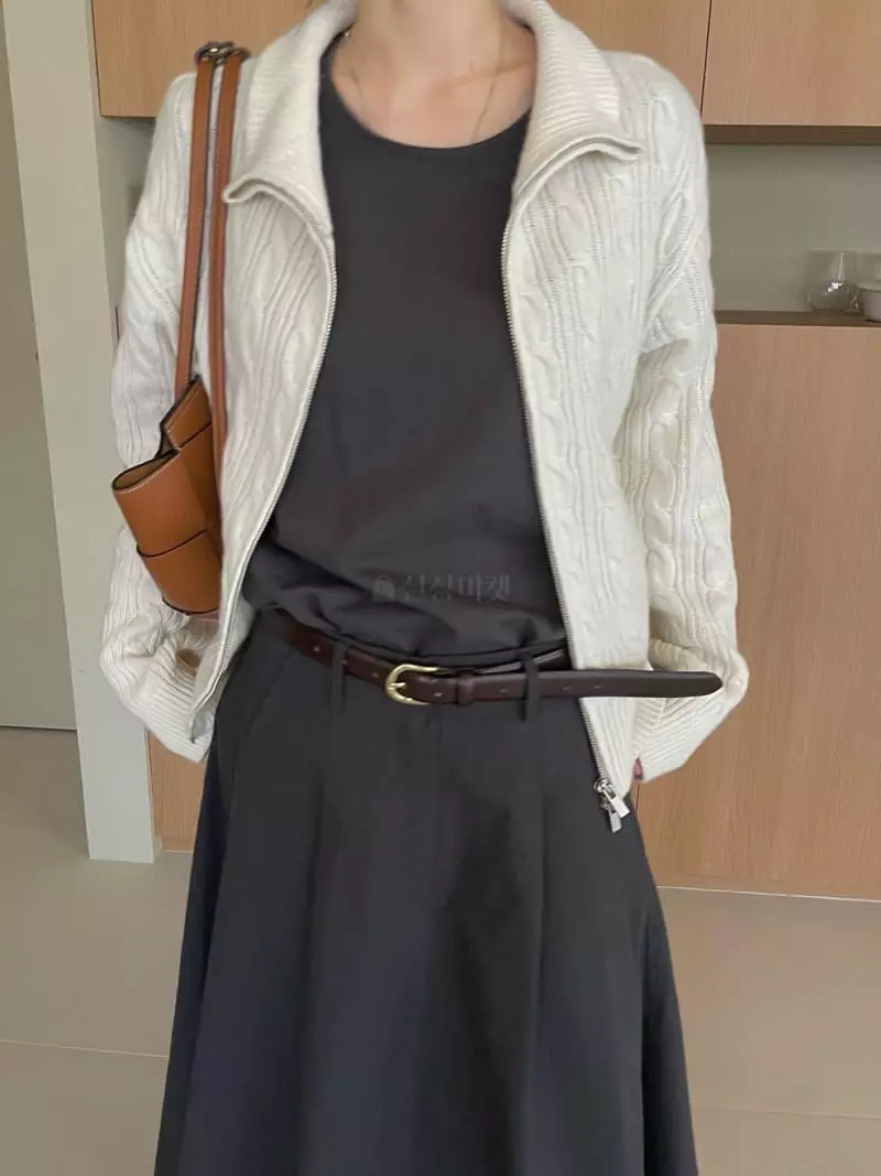 Well Row - Korean Women Fashion - #momslook - Mue Cable Zip-up Cardigan - 8