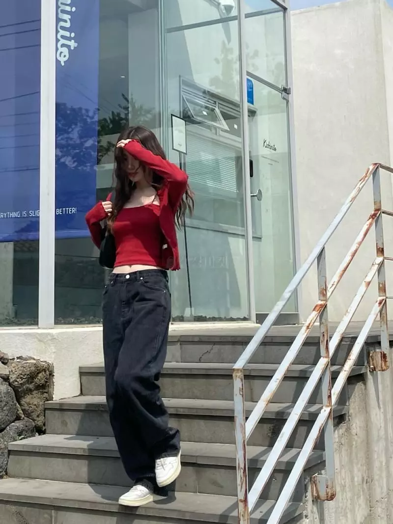 Well Row - Korean Women Fashion - #momslook - Wave V Cardigan Set - 2