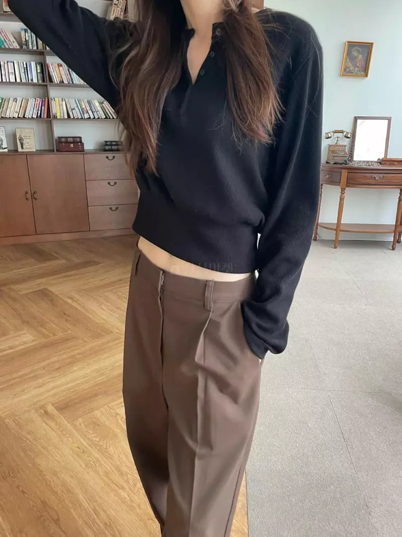 Well Row - Korean Women Fashion - #momslook - Rib Button Sweatshirt - 10