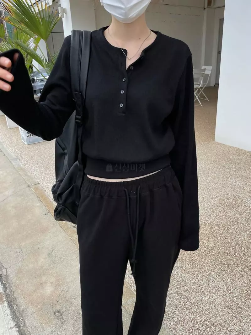 Well Row - Korean Women Fashion - #momslook - Rib Button Sweatshirt - 12