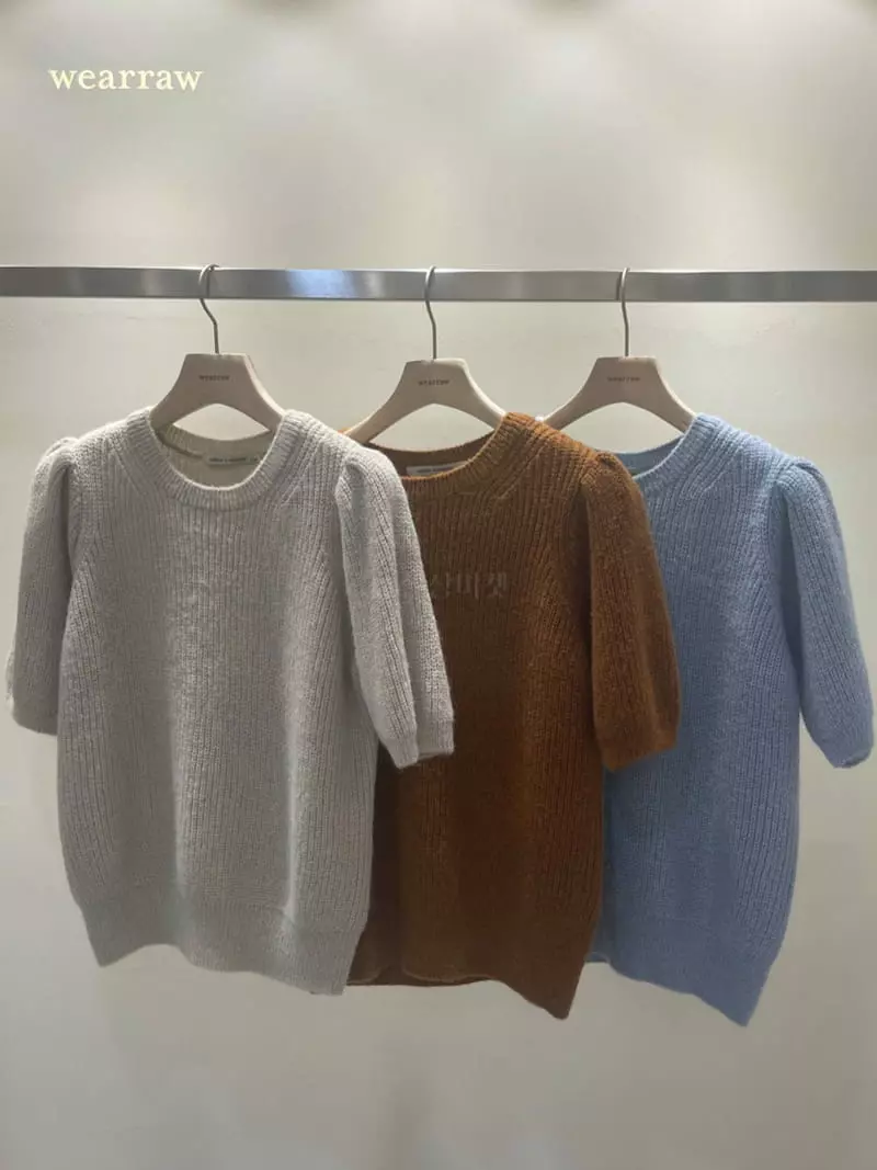 Well Row - Korean Women Fashion - #momslook - Puff Half Knit Tee - 7