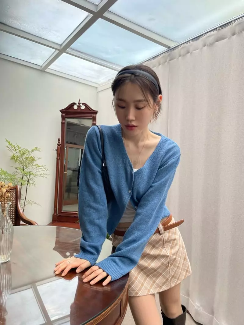 Well Row - Korean Women Fashion - #momslook - Check Slit Mini Skirt - 5