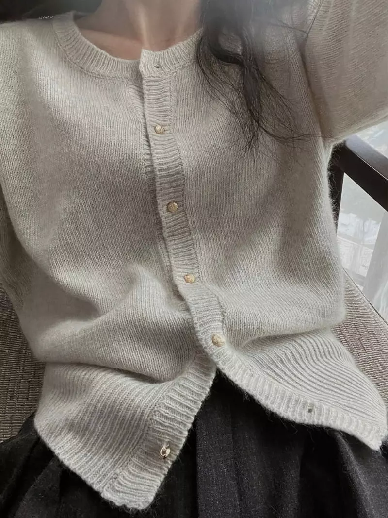 Well Row - Korean Women Fashion - #pursuepretty - Racoon Knit Cardigan - 7