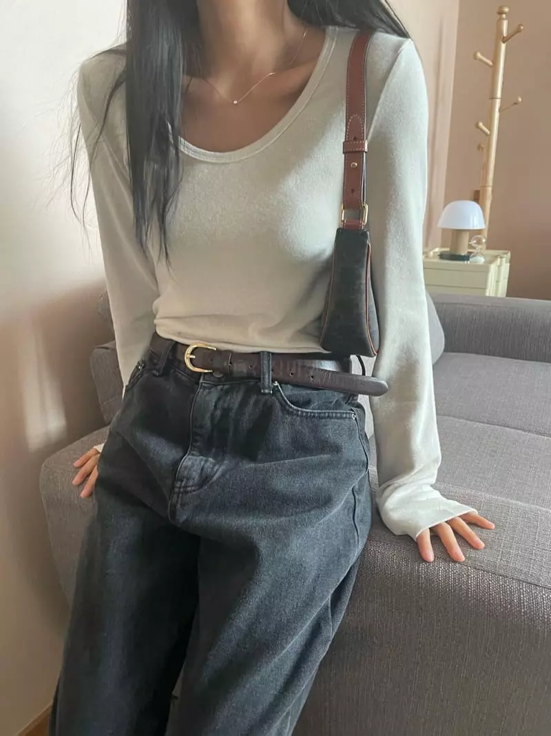 Well Row - Korean Women Fashion - #pursuepretty - New Angora U Neck Tee - 5
