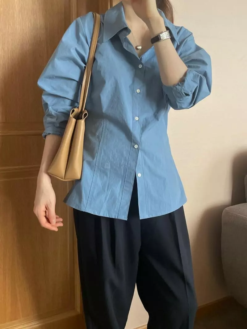 Well Row - Korean Women Fashion - #restrostyle - Line Collar Shirt - 7