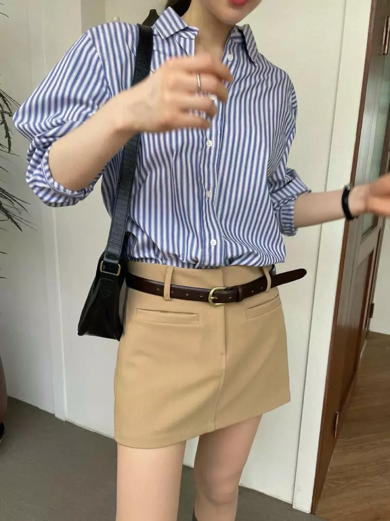 Well Row - Korean Women Fashion - #pursuepretty - Stripes Standard Shirt - 4