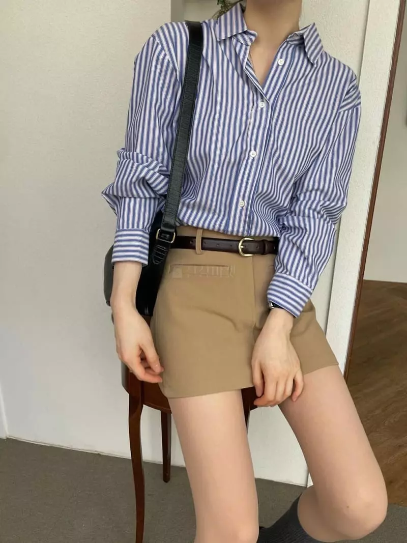 Well Row - Korean Women Fashion - #romanticstyle - Stripes Standard Shirt - 5