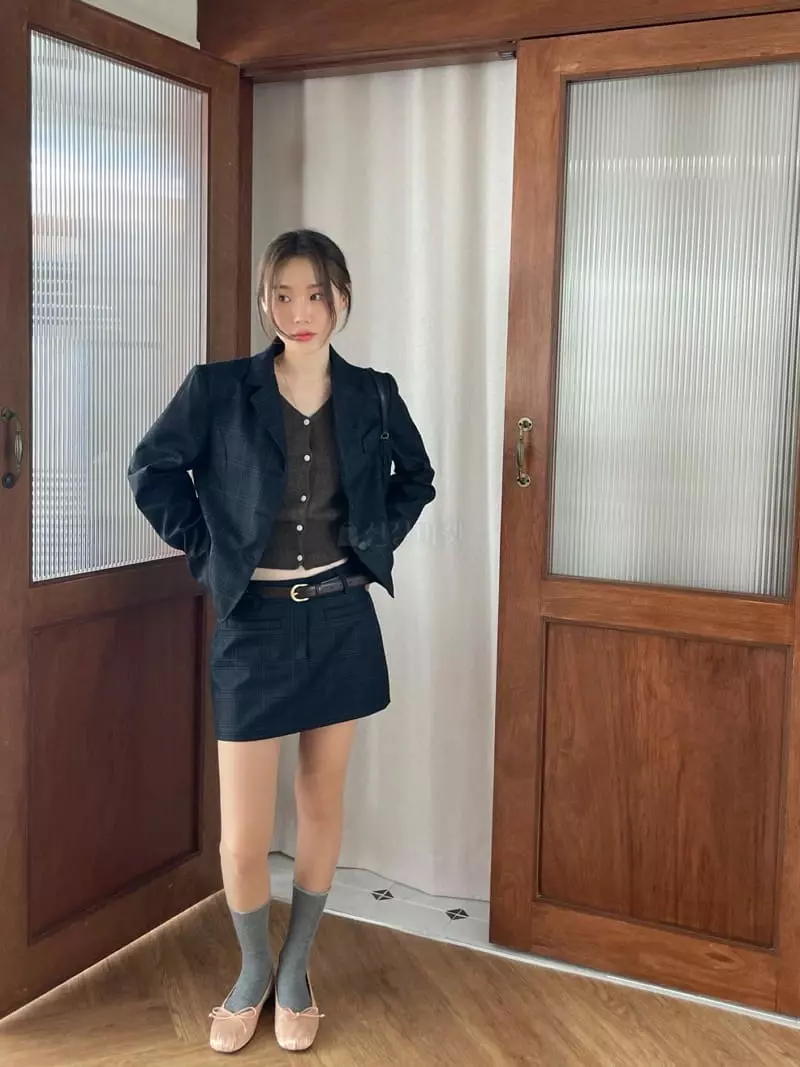 Well Row - Korean Women Fashion - #shopsmall - Check Three Button Jacket