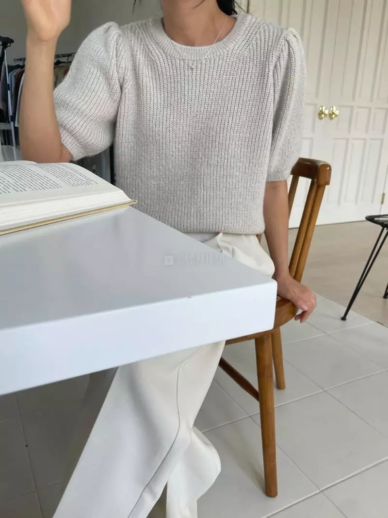Well Row - Korean Women Fashion - #thatsdarling - Puff Half Knit Tee - 5