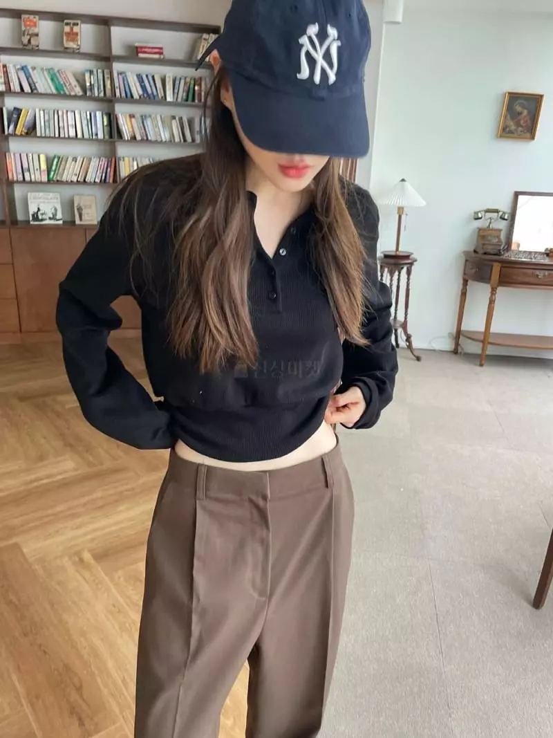 Well Row - Korean Women Fashion - #thelittlethings - Rib Button Sweatshirt - 9