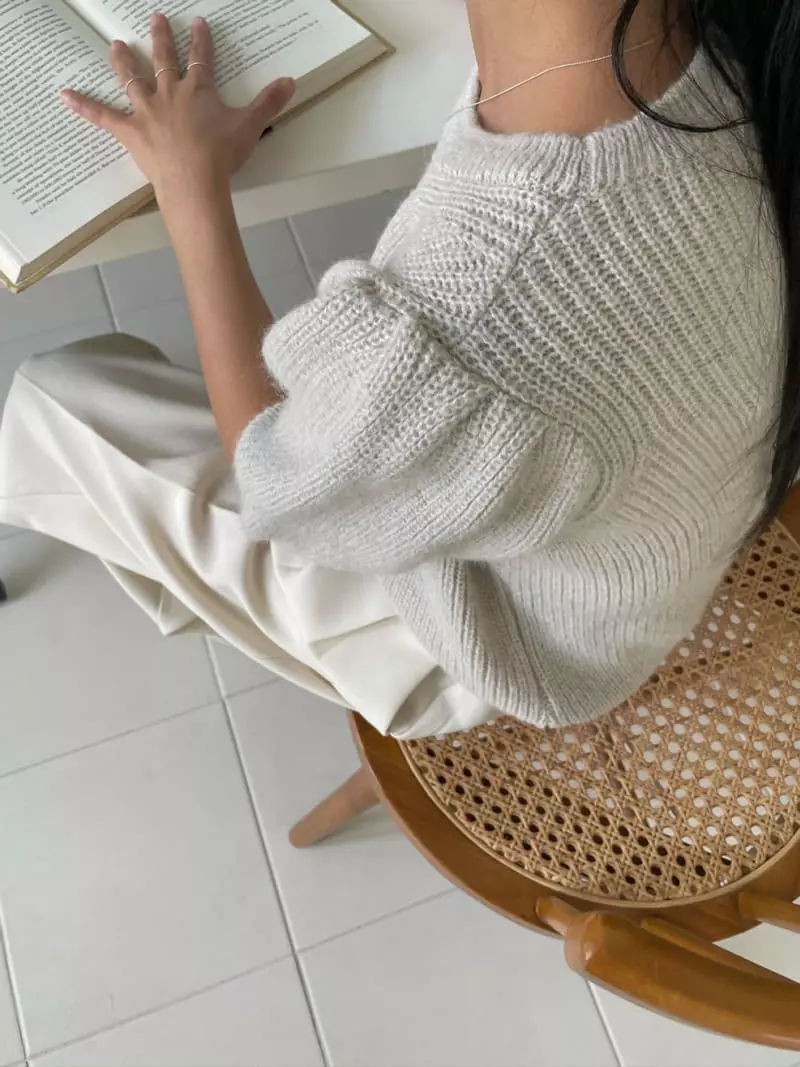 Well Row - Korean Women Fashion - #thelittlethings - Puff Half Knit Tee - 6