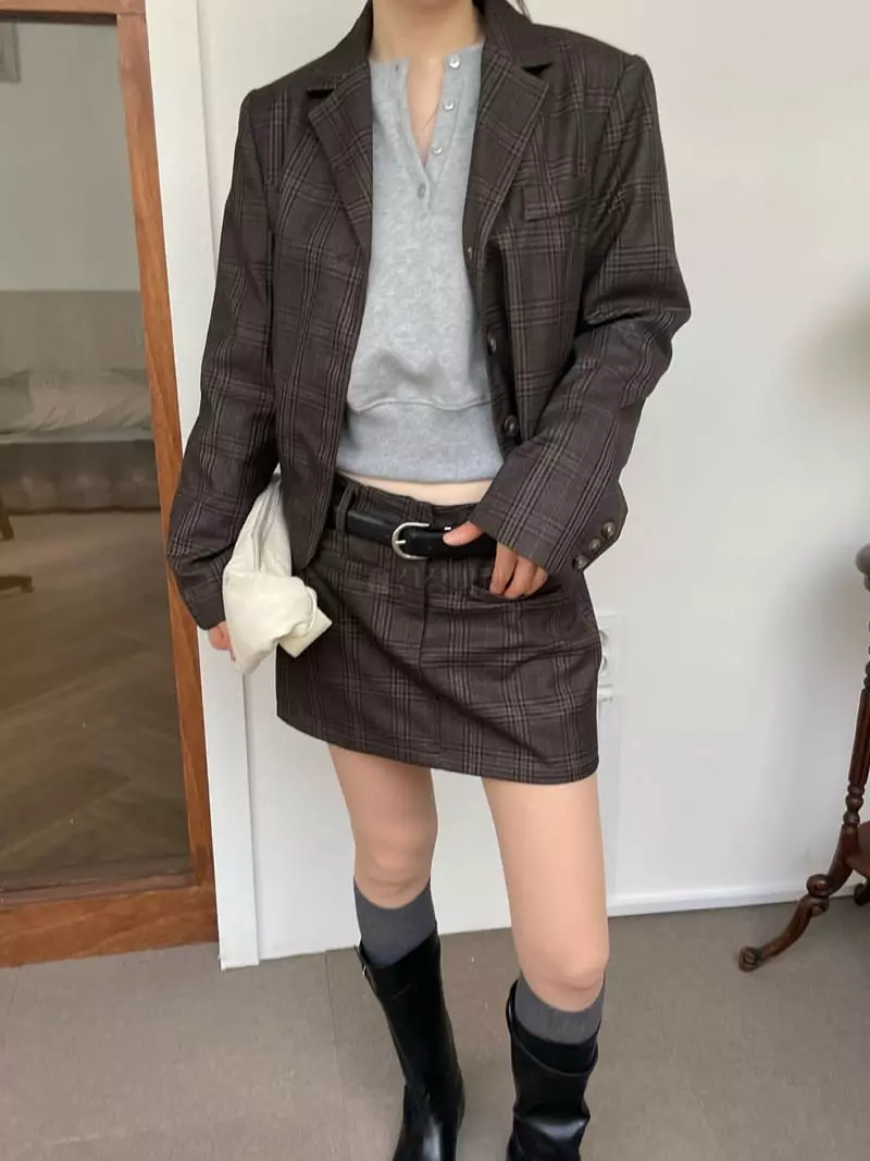 Well Row - Korean Women Fashion - #thelittlethings - Check Three Button Jacket - 3