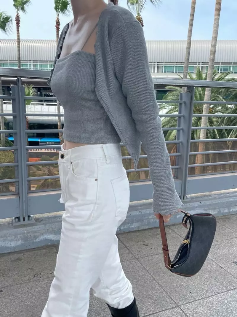 Well Row - Korean Women Fashion - #vintageinspired - Wave V Cardigan Set - 10