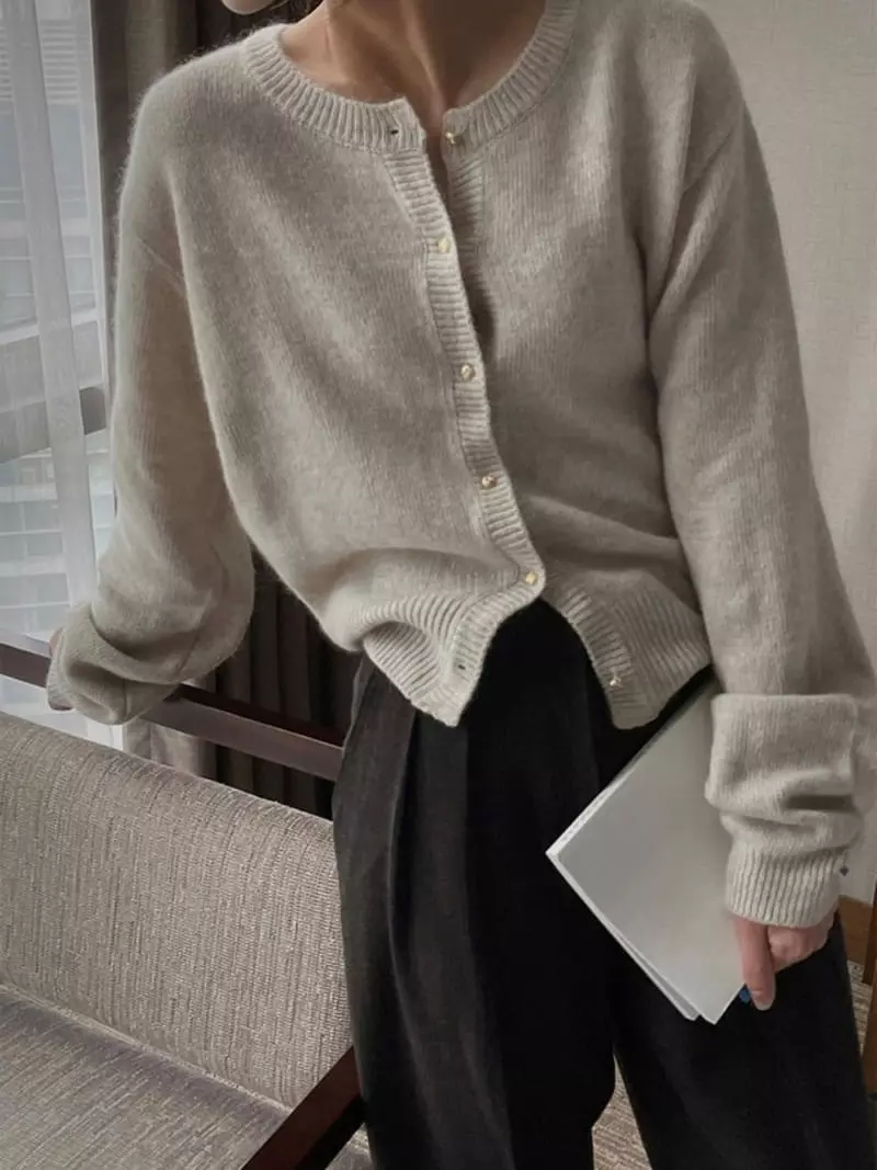 Well Row - Korean Women Fashion - #vintagekidsstyle - Racoon Knit Cardigan - 6