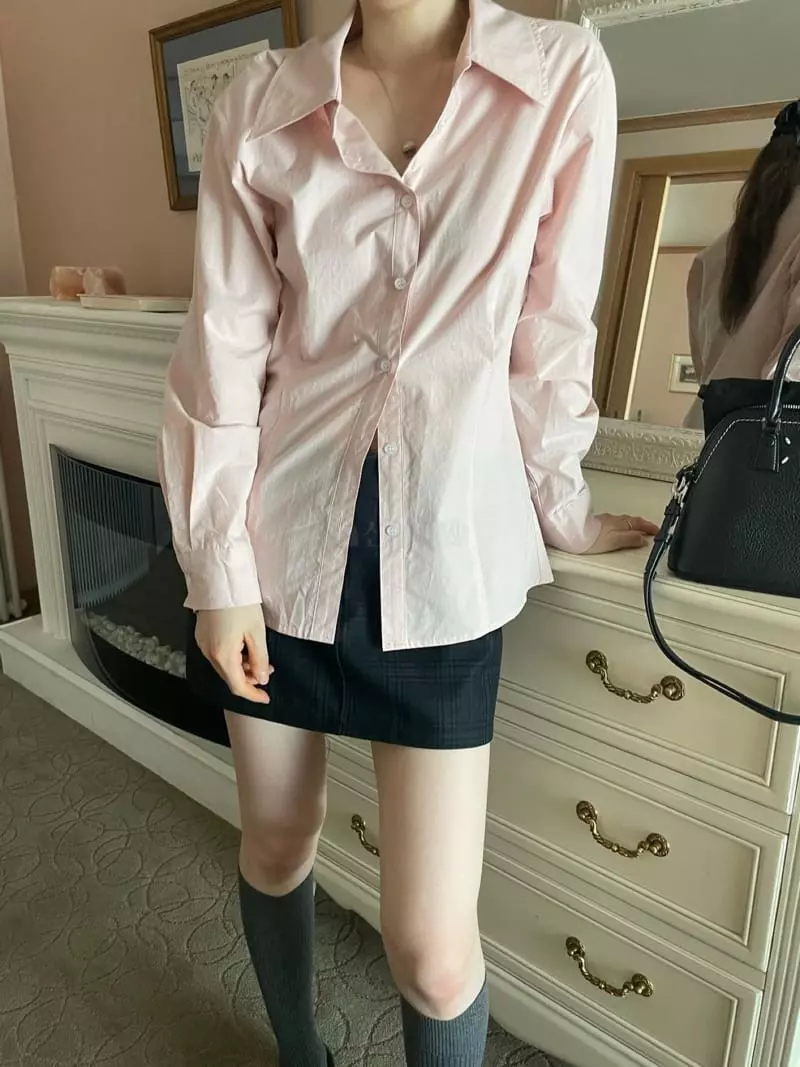 Well Row - Korean Women Fashion - #vintagekidsstyle - Line Collar Shirt - 5