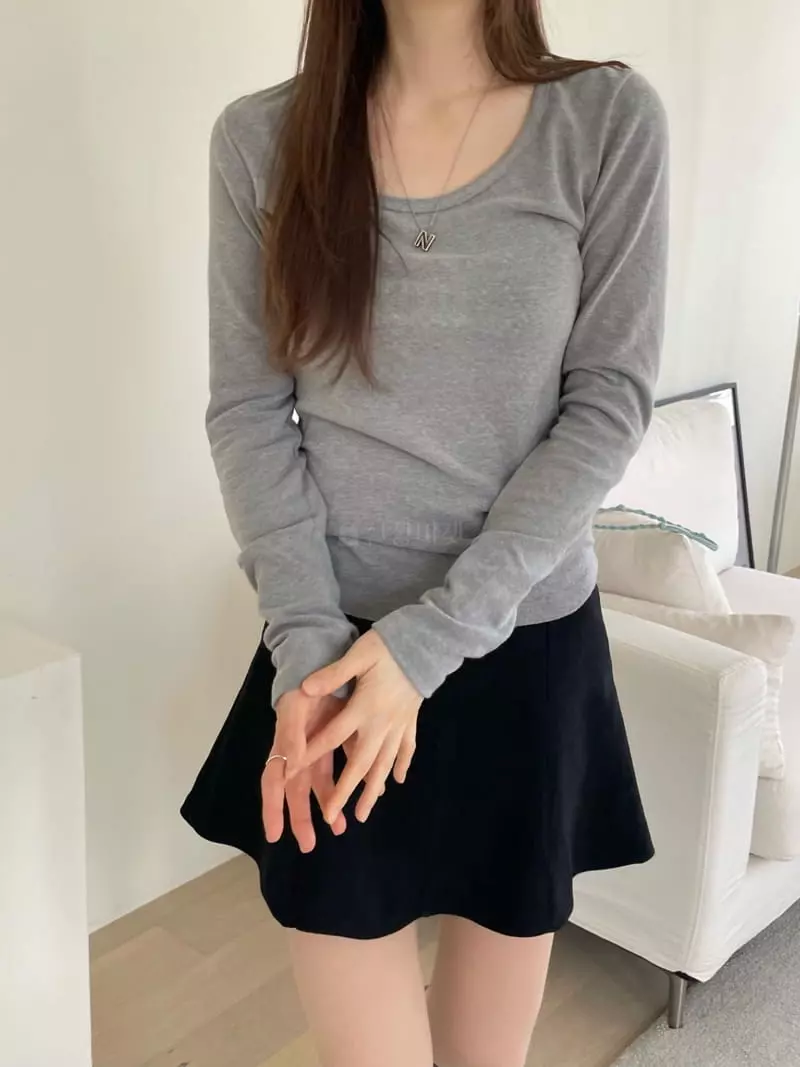 Well Row - Korean Women Fashion - #vintageinspired - New Angora U Neck Tee - 4