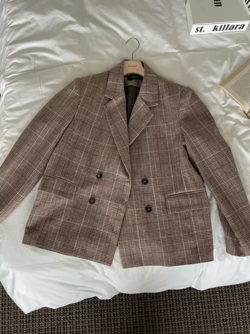 Well Row - Korean Women Fashion - #womensfashion - Check Double Jacket - 11