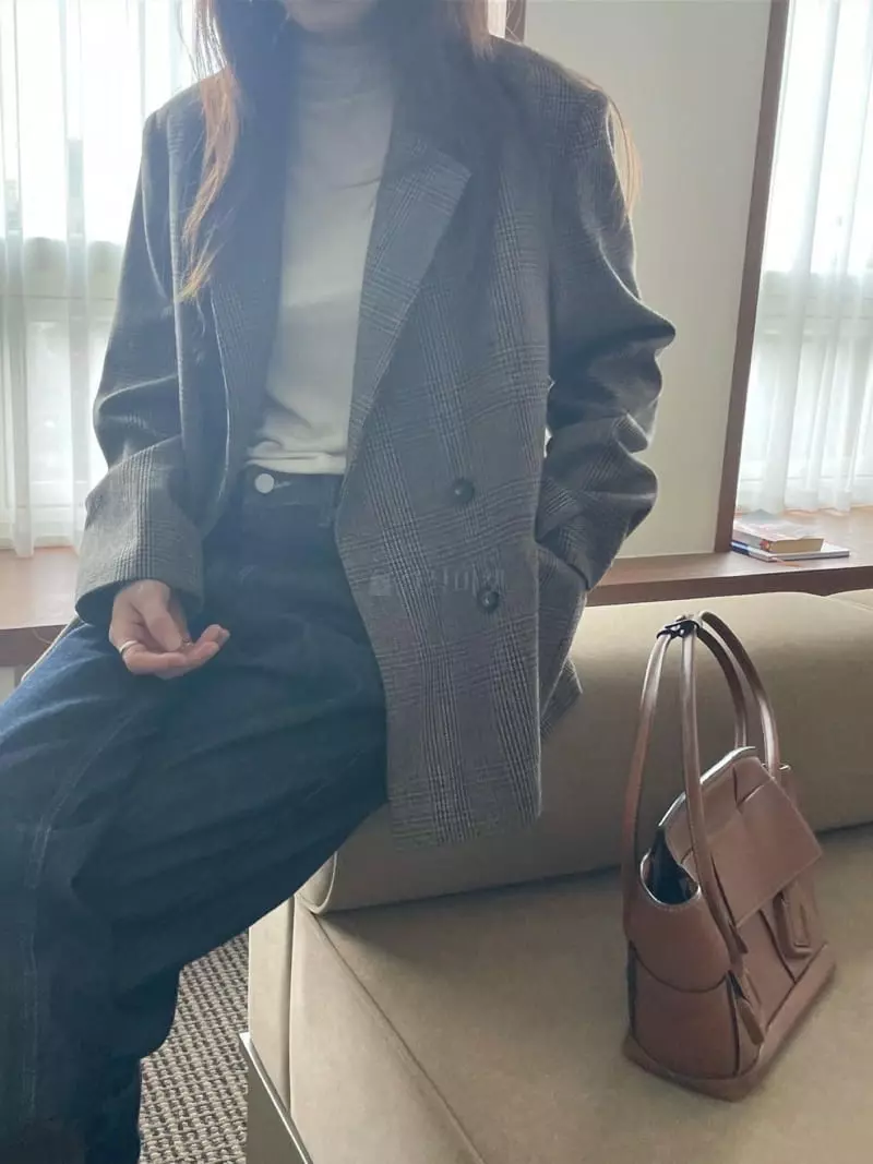 Well Row - Korean Women Fashion - #womensfashion - Check Double Jacket - 5