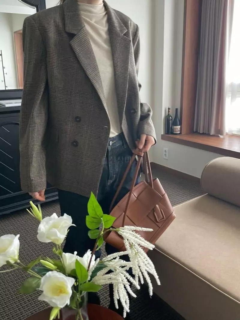 Well Row - Korean Women Fashion - #womensfashion - Check Double Jacket - 7