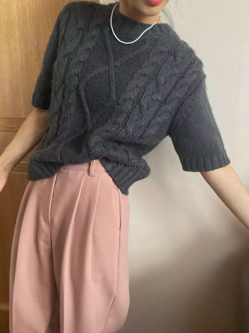 Well Row - Korean Women Fashion - #womensfashion - Chiffon Knit Tee - 6