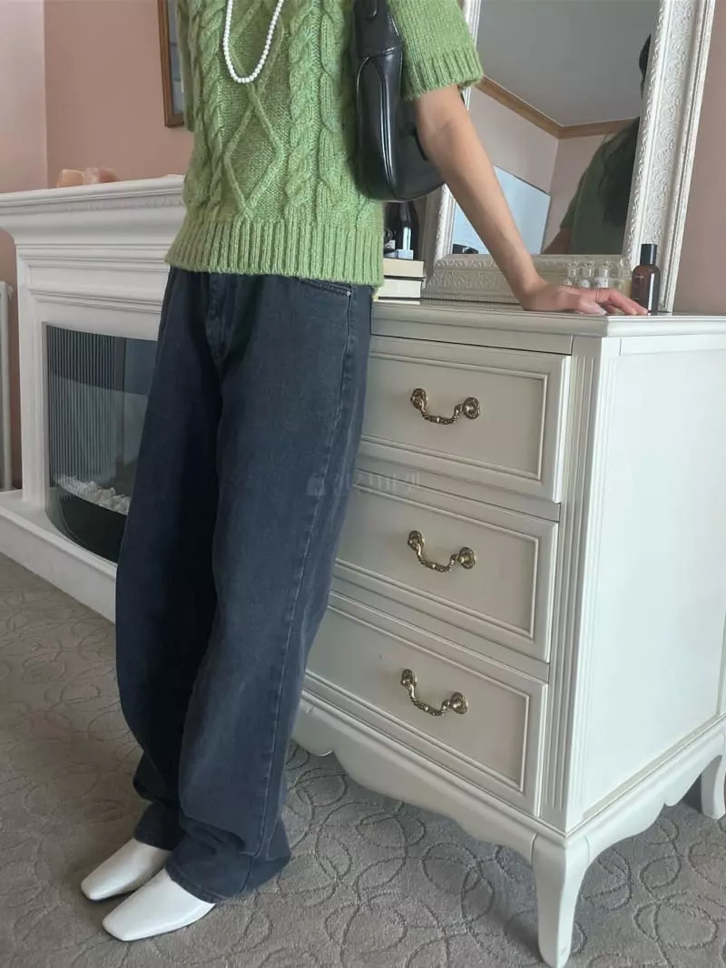 Well Row - Korean Women Fashion - #momslook - Black Straight Denim Jeans - 4