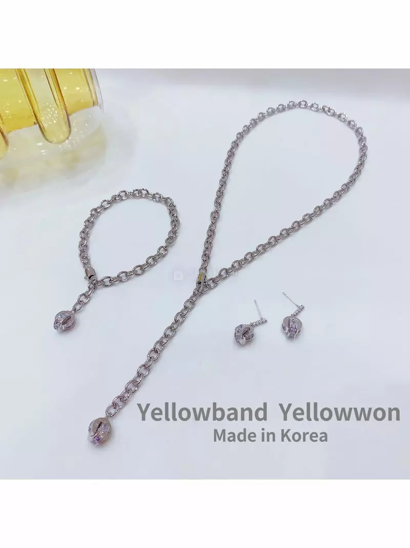 Yellowband - Korean Women Fashion - #momslook - SET174 Necklace Earring Bracelet Set - 3