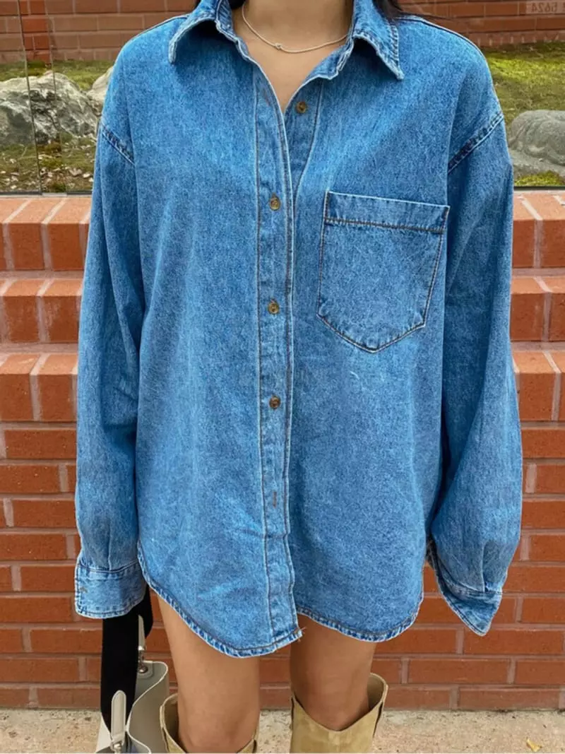 140 Avenue - Korean Women Fashion - #momslook - Denim Shirt - 7