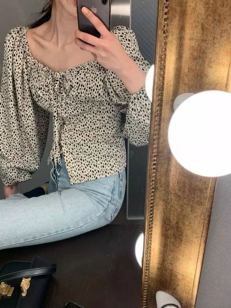 140 Avenue - Korean Women Fashion - #momslook - Leopard Shirring Blouse - 8