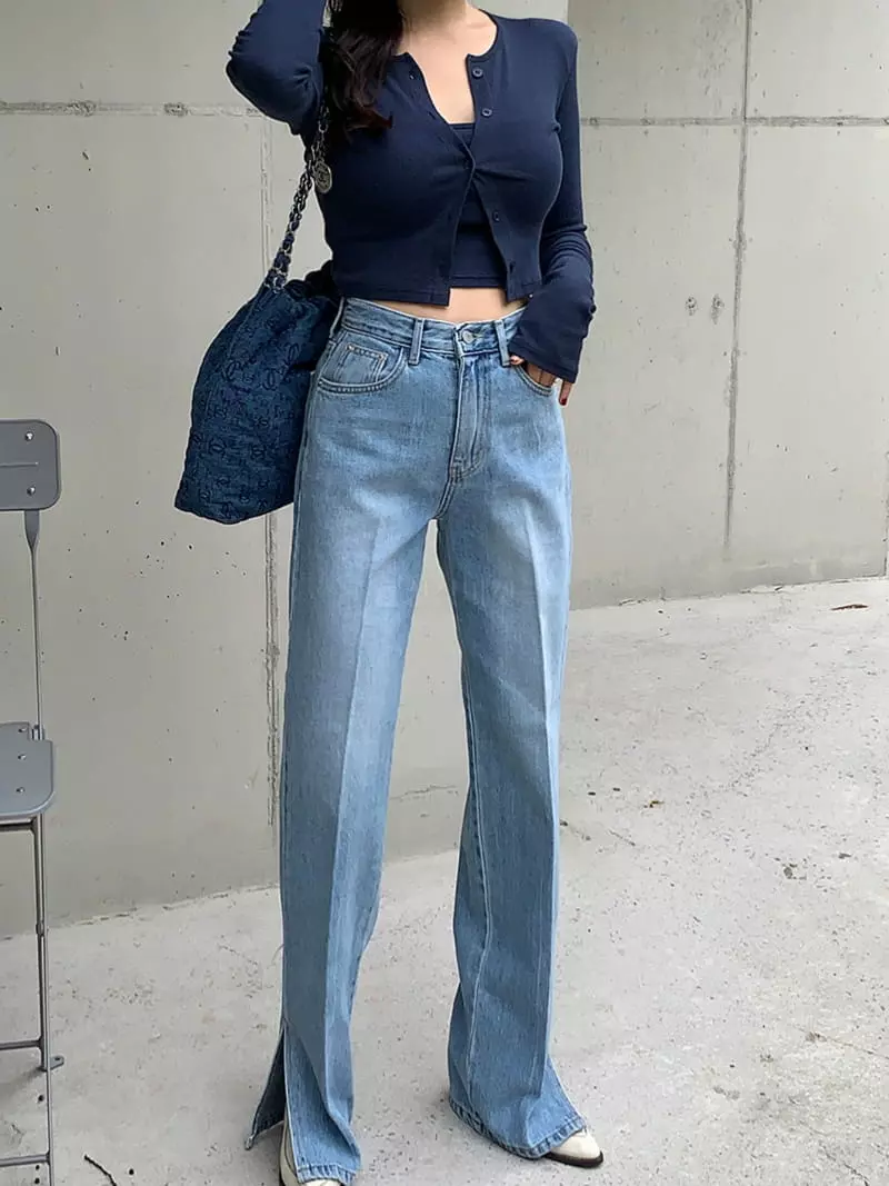 140 Avenue - Korean Women Fashion - #momslook - Arc Slit Jeans - 2