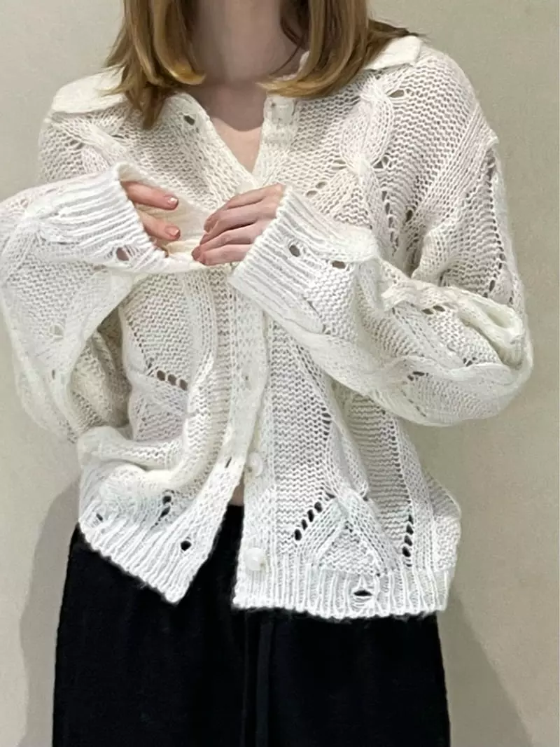 140 Avenue - Korean Women Fashion - #pursuepretty - Arc Cable Shirt Knit  - 2