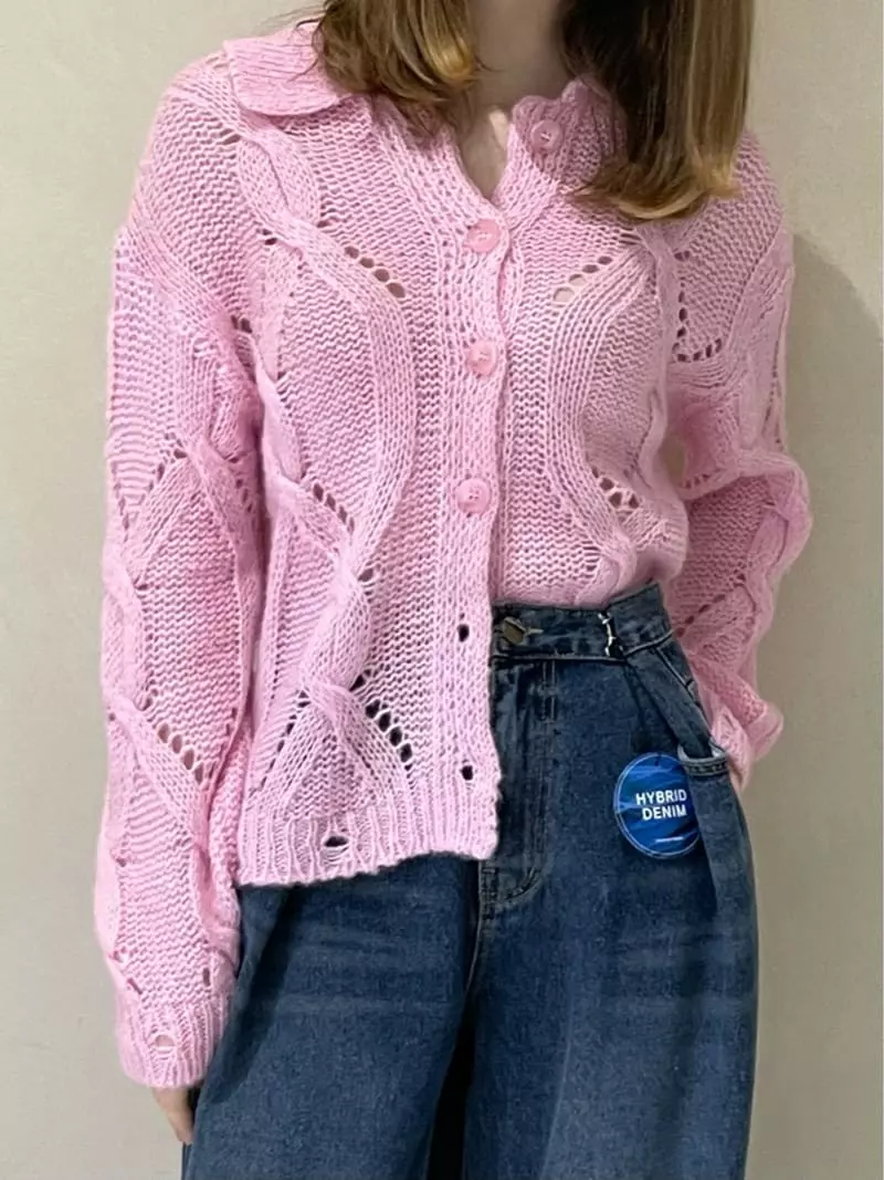 140 Avenue - Korean Women Fashion - #pursuepretty - Arc Cable Knit Shirt