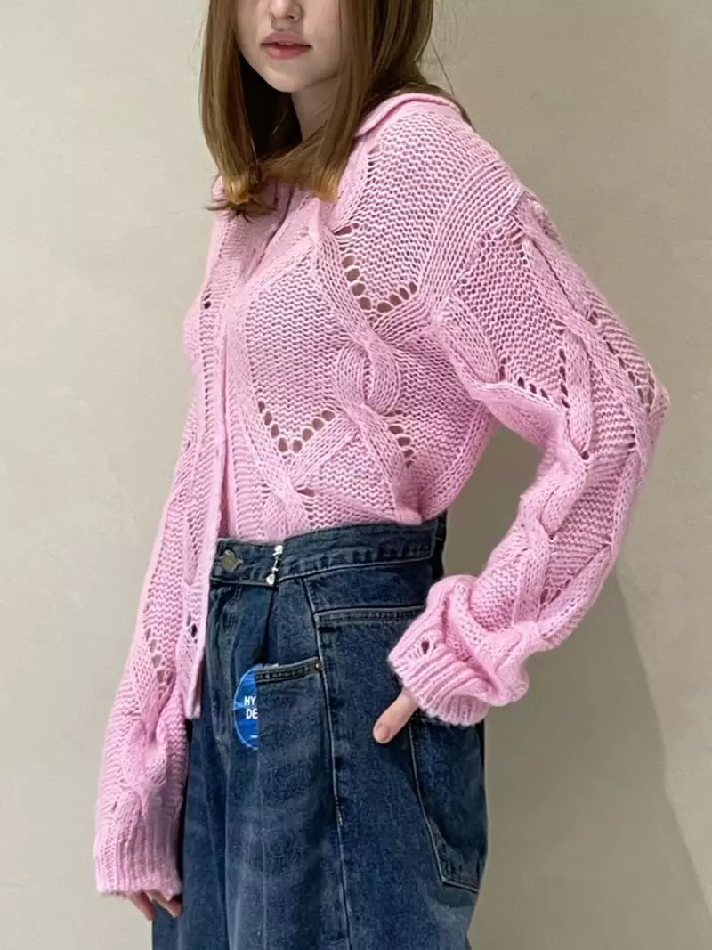 140 Avenue - Korean Women Fashion - #restrostyle - Arc Cable Knit Shirt - 2