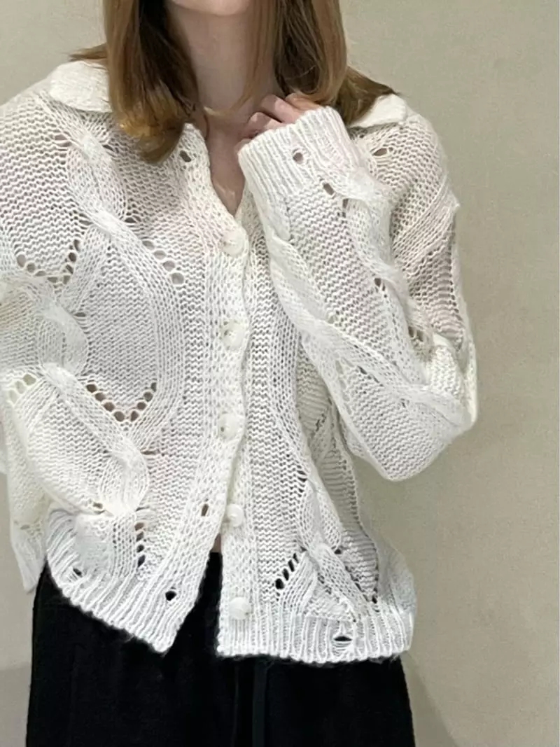 140 Avenue - Korean Women Fashion - #vintagekidsstyle - Arc Cable Shirt Knit 