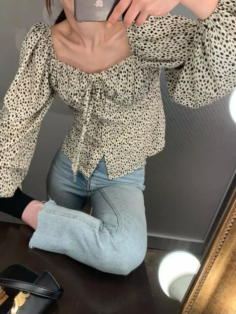 140 Avenue - Korean Women Fashion - #womensfashion - Leopard Shirring Blouse - 9