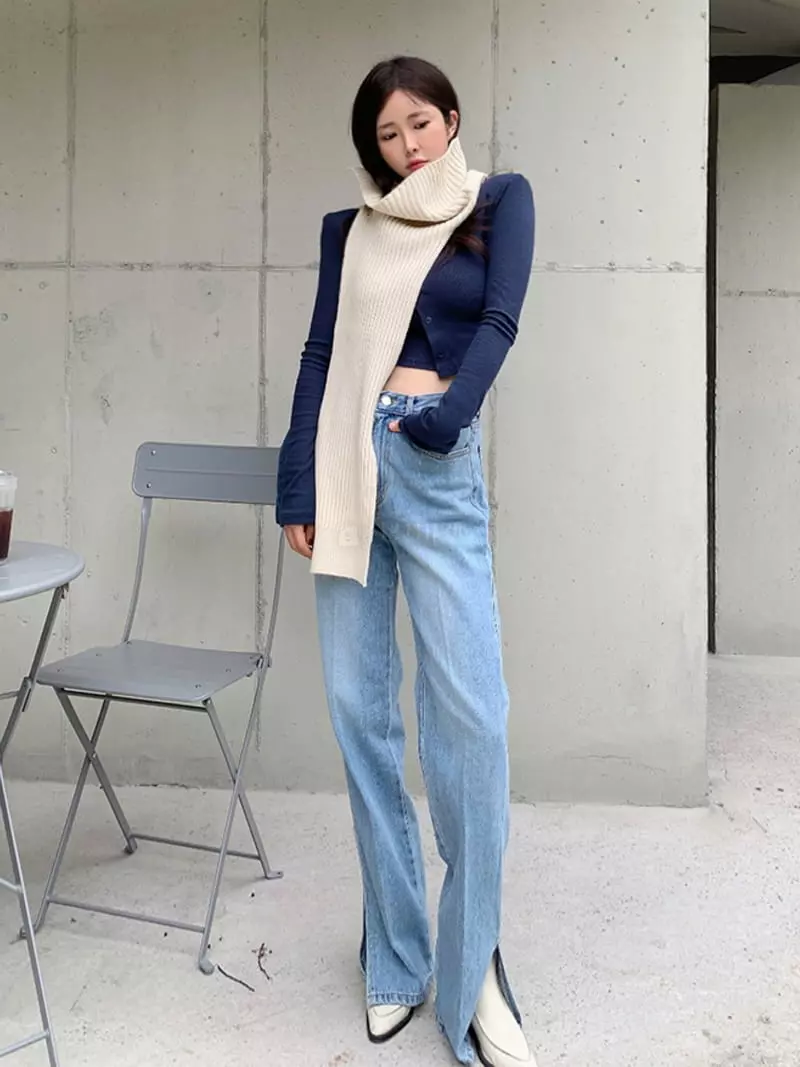 140 Avenue - Korean Women Fashion - #womensfashion - Arc Slit Jeans