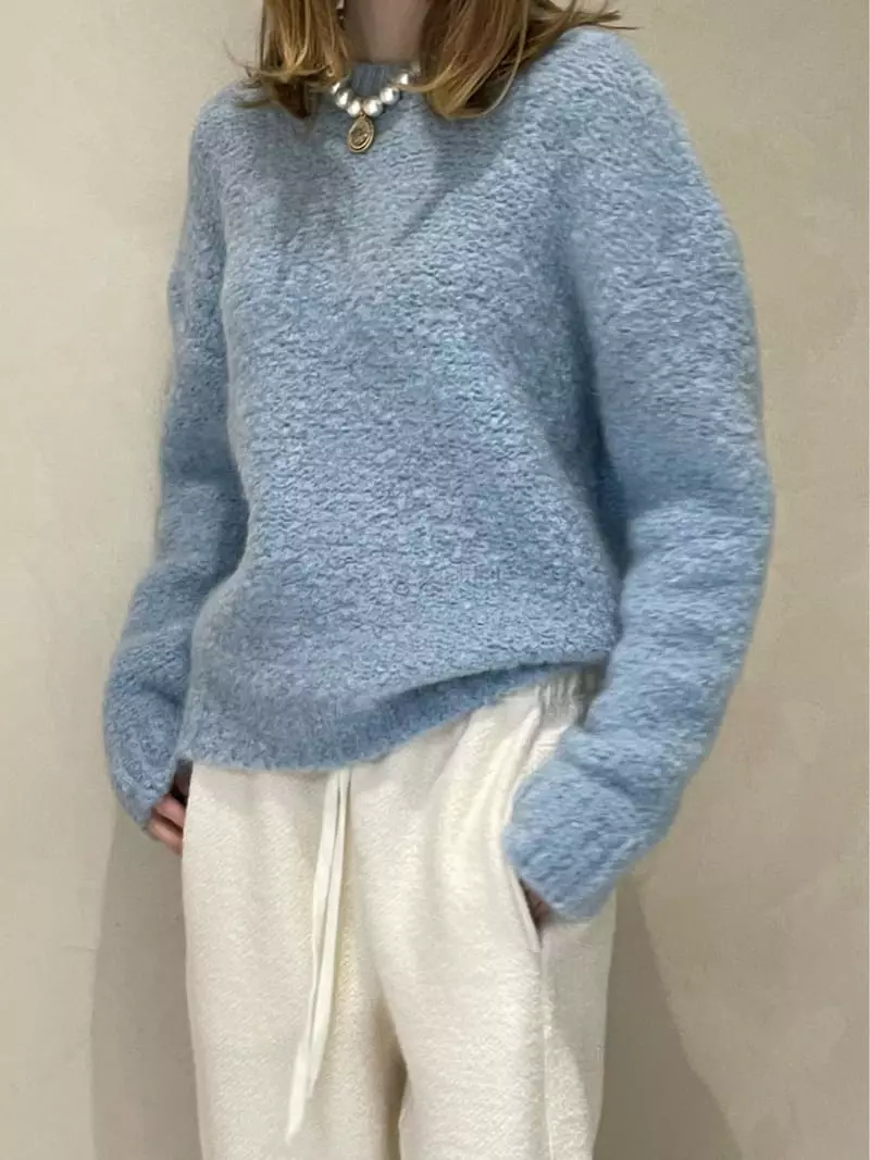 140 Avenue - Korean Women Fashion - #womensfashion - Kid Bookle Round Knit Tee - 7