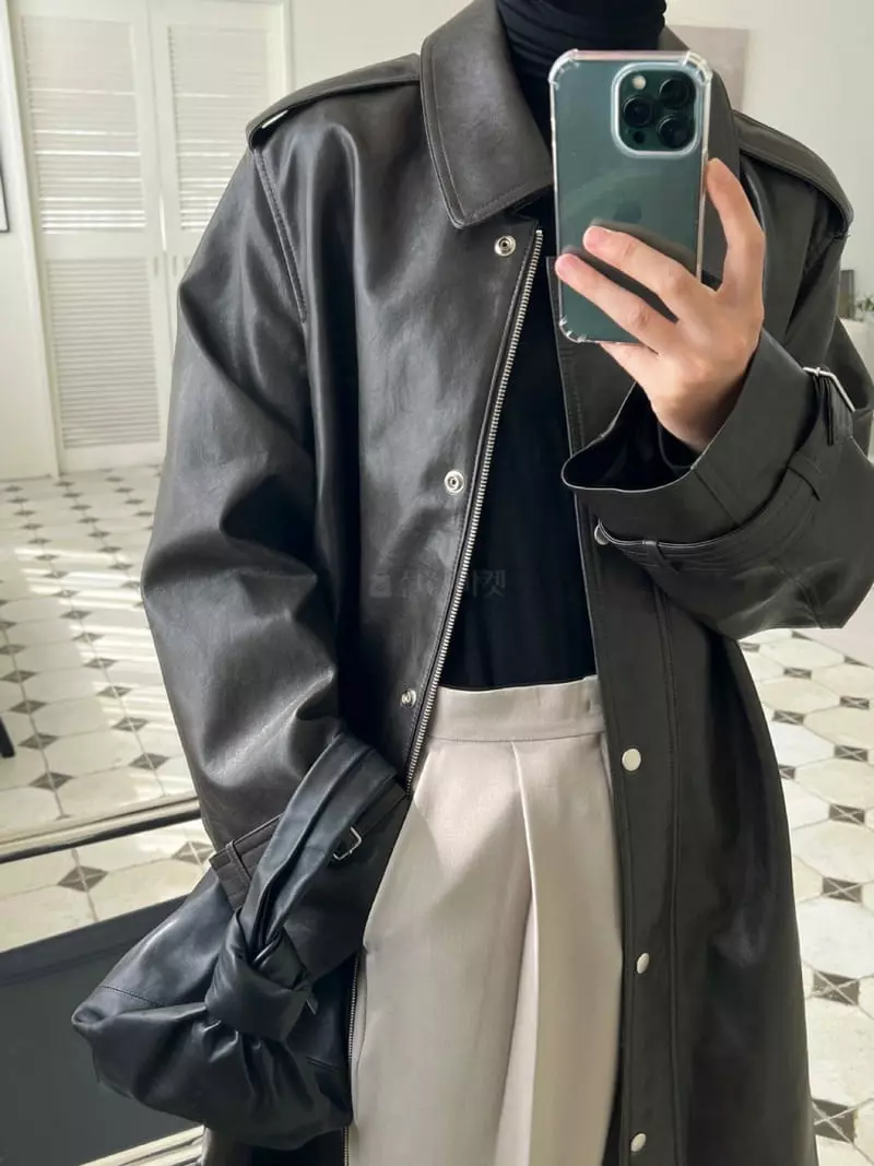 3.Another - Korean Women Fashion - #momslook - Leather Trench Coat - 5