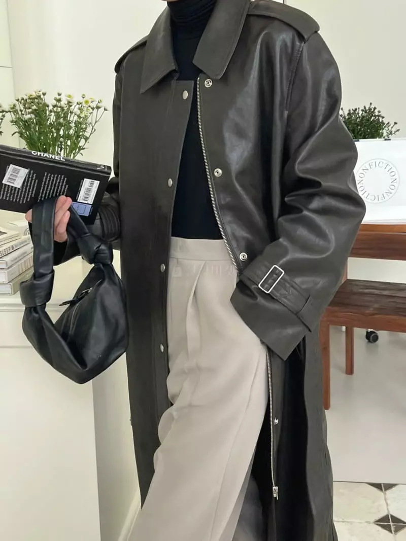 3.Another - Korean Women Fashion - #momslook - Leather Trench Coat - 7
