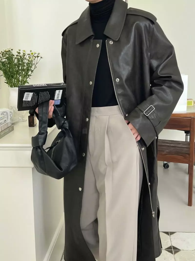 3.Another - Korean Women Fashion - #momslook - Leather Trench Coat - 9