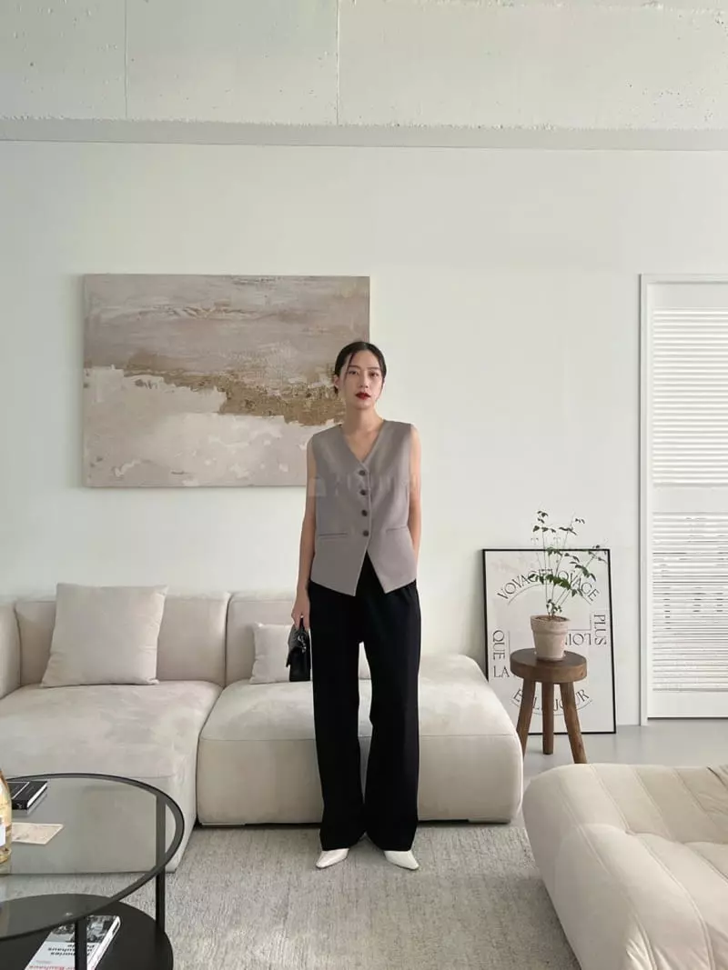 3.Another - Korean Women Fashion - #momslook - No Collar Vest - 10