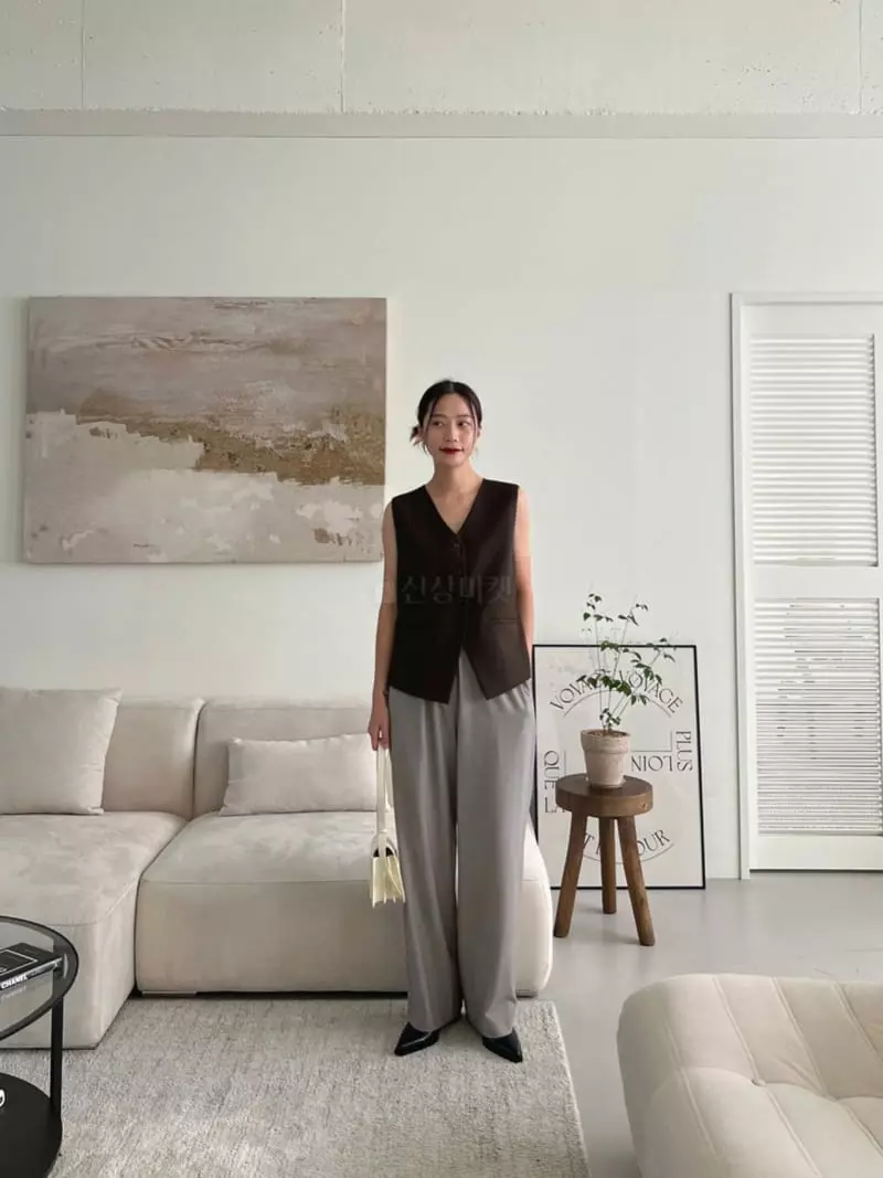3.Another - Korean Women Fashion - #momslook - No Collar Vest - 2