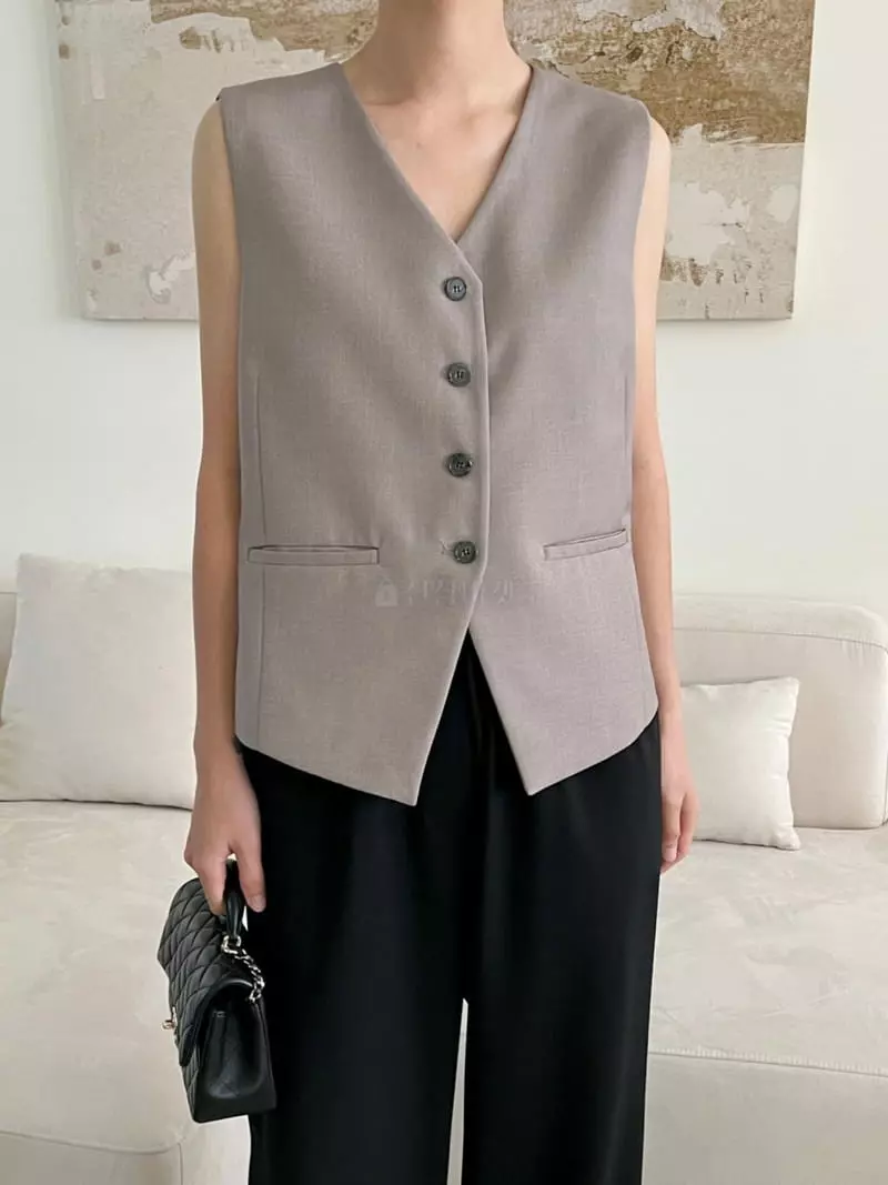 3.Another - Korean Women Fashion - #momslook - No Collar Vest - 6