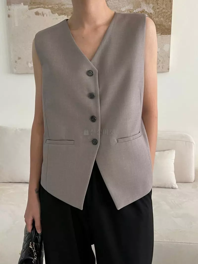 3.Another - Korean Women Fashion - #momslook - No Collar Vest - 9