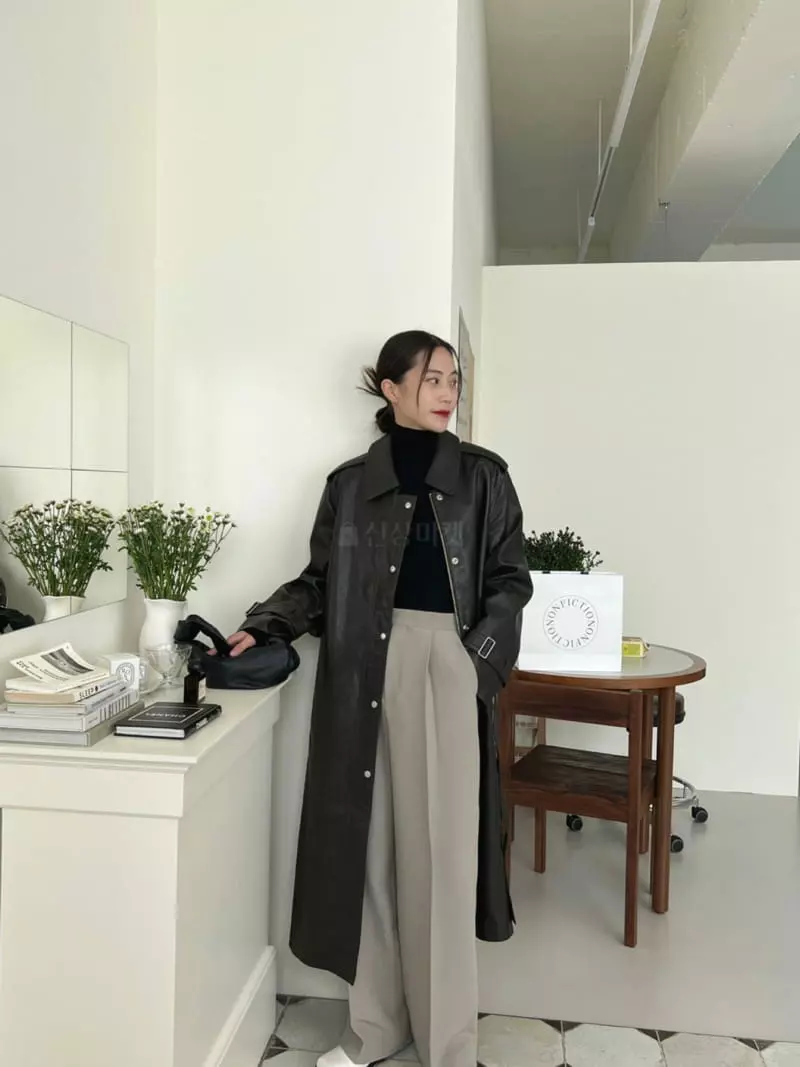 3.Another - Korean Women Fashion - #womensfashion - Leather Trench Coat - 2