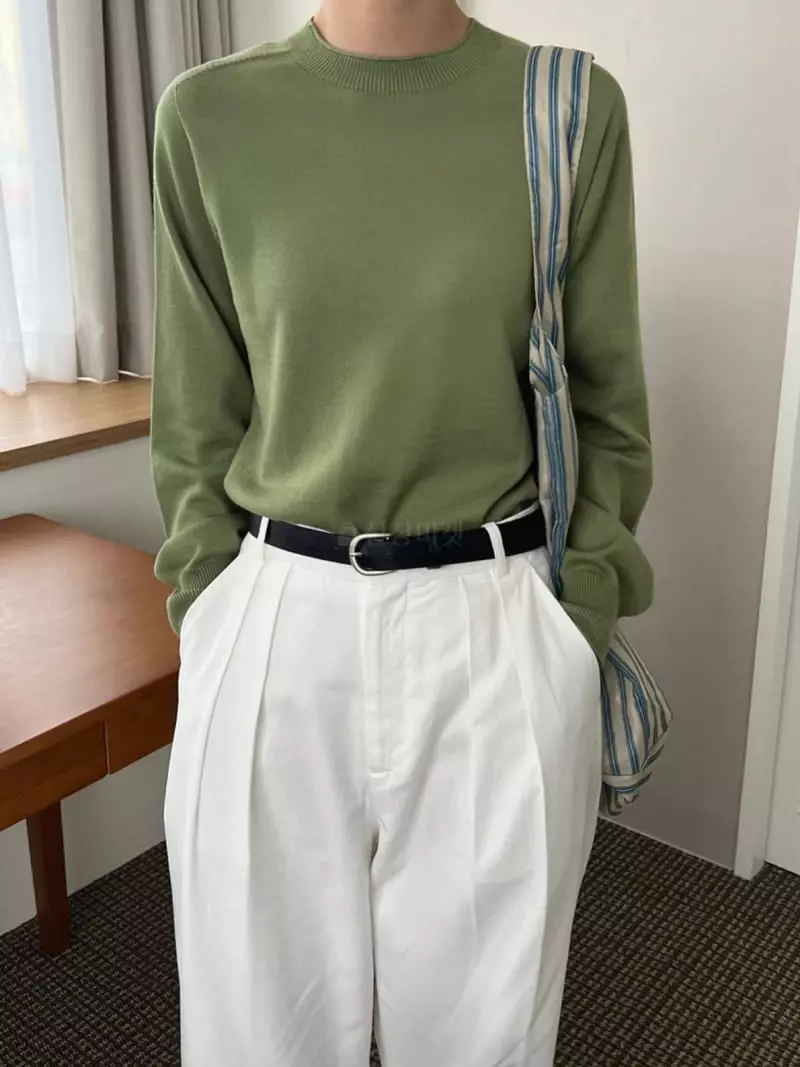 3.Another - Korean Women Fashion - #momslook - Round Whole Gament Knit Tee - 4