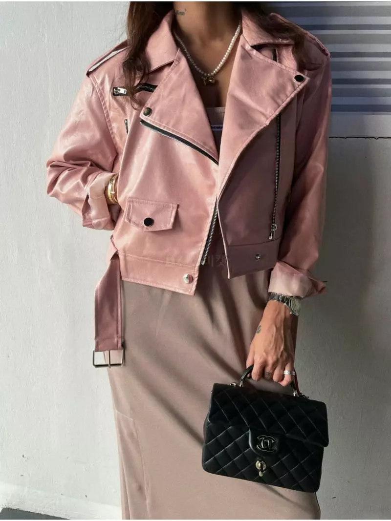 Abbeylee - Korean Women Fashion - #momslook - Leather Crop Jacket - 8