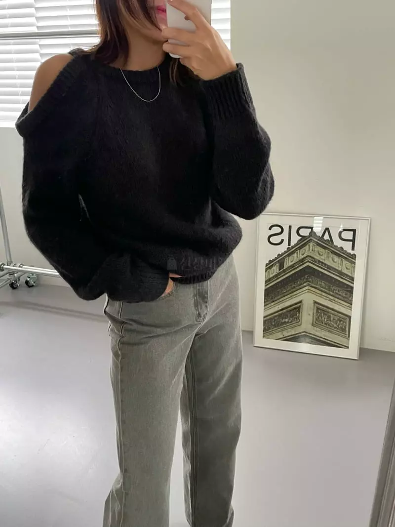 Acme - Korean Women Fashion - #momslook - Shoulder Knit Tee - 12